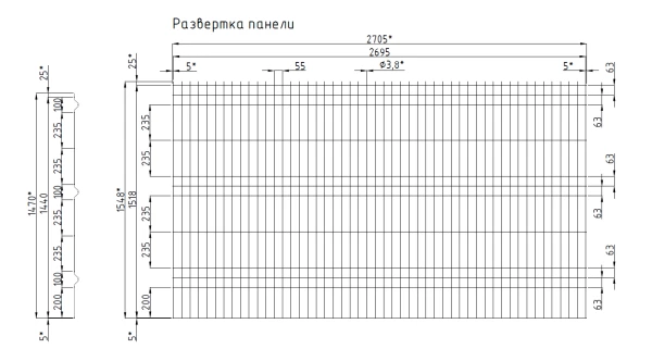 3d забор панель V3 2700*1470 3.8 мм RAL9005 Черная-2