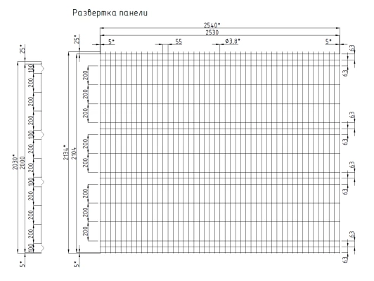 3d забор панель V4 2530*2030 3,8мм Zn+ПП RAL9005 Черный-2