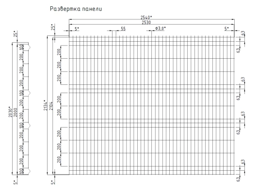 3d забор панель V4 2530*2030 3,8мм Zn-2