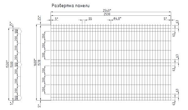 3 д забор панель Стандарт V3 2530*1530 4,8мм Zn+ПП RAL3005 Красное вино-2