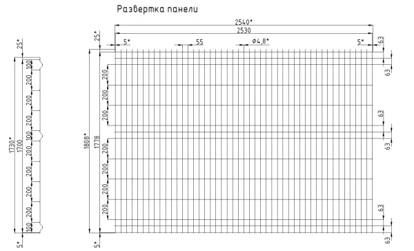 3d забор панель Стандарт V3 2530*1730 4,8мм Zn+ПП RAL7004 Серая-2