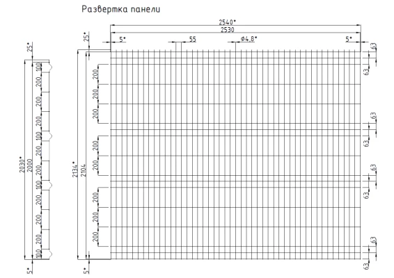 3д забор панель Стандарт V4 2530*2030 4,8мм Zn+ПП RAL7004 Серая-2