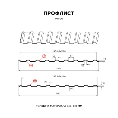 Профнастил МП-20 Норман MP 0,5 мм RAL 1018 Желтый цинк-2 Профнастил МП-20 Норман MP 0,5 мм RAL 1018 Желтый цинк-2
