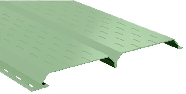Софит перфорированный л брус-XL-14х335 NormanMP (ПЭ-01-6019-0.5) Бело-зеленый