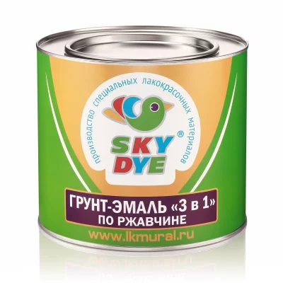 Грунт-эмаль по ржавчине 3 в 1 RAL6005 Зеленый мох 1кг Sky Dye Грунт-эмаль по ржавчине 3 в 1 RAL6005 Зеленый мох 1кг Sky Dye