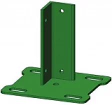 3 d забор фланец квадратный 148х148мм 4 отв. с уголком ПП RAL6005 Зеленый с креплением