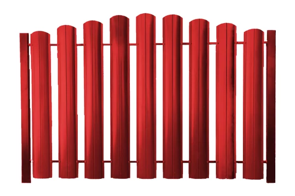 Металлический штакетник ШТ-100 Полукруглый Полиэстр ОН RAL 3020 Красный насыщенный-1