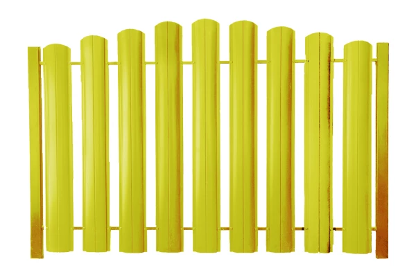 Металлический штакетник ШТ-100 Полукруглый Полиэстр ОН RAL 1018 Желтый цинк-1