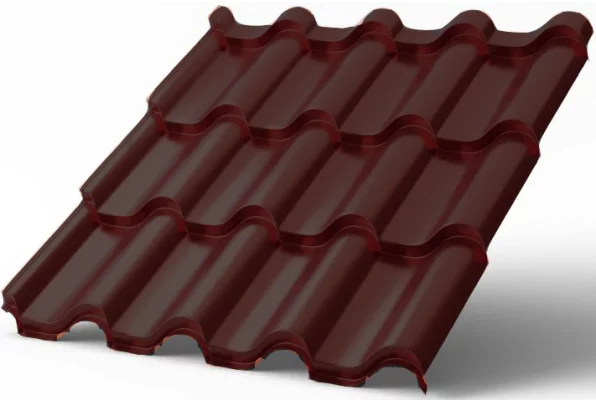 Металлочерепица Монтероссо-SL Полиэстр 0.45 мм RAL 3005 Красное вино Металлочерепица Монтероссо-SL Полиэстр 0.45 мм RAL 3005 Красное вино