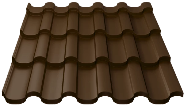 Металлочерепица Монтекристо-M PURMAN 0,5 мм RAL 8017 Коричневый шоколад-1
