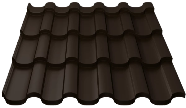 Металлочерепица Монтекристо-ML Пуретан RR32 0.5 мм Темно-коричневая