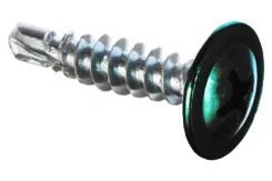 Саморез 4,2х16 HARDWEX оцинкованный с пресс-шайбой СВЕРЛО RAL 6005 Зеленый мох для крепления стальных листов к металлическим конструкциям