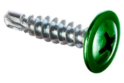 Саморез 4,2х25 HARDWEX оцинкованный с пресс-шайбой СВЕРЛО RAL 6002 Зеленый лист для крепления стальных листов к металлическим конструкциям