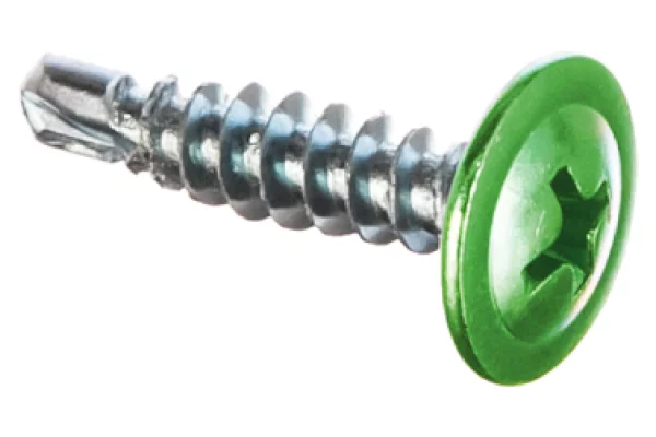 Саморез 4,2х25 HARDWEX оцинкованный с пресс-шайбой СВЕРЛО RAL 6018 Желто-зеленый для крепления стальных листов к металлическим конструкциям Саморез 4,2х25 HARDWEX оцинкованный с пресс-шайбой СВЕРЛО RAL 6018 Желто-зеленый для крепления стальных листов к металлическим конструкциям